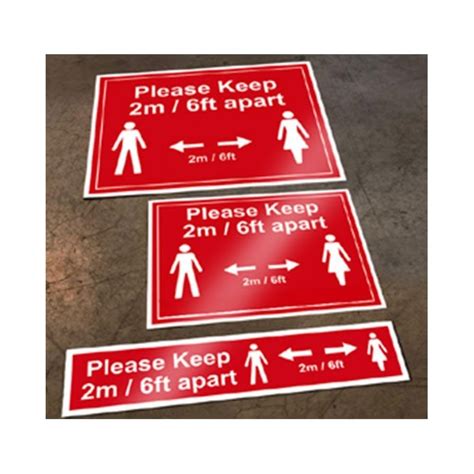 Keep 2m6ft Apart Social Distance Anti Slip Floor Strip Sign Pack Of