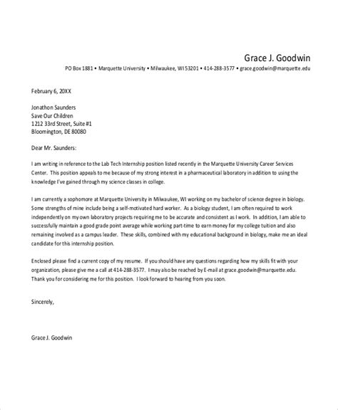 Free Sample Cover Letter For Internship In Ms Word Pdf