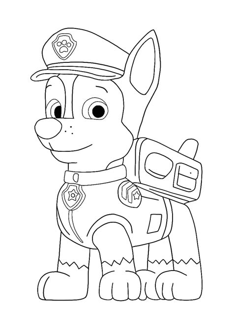 Chase Paw Patrol Coloring Pages Printable Chase Paw Patrol Coloring
