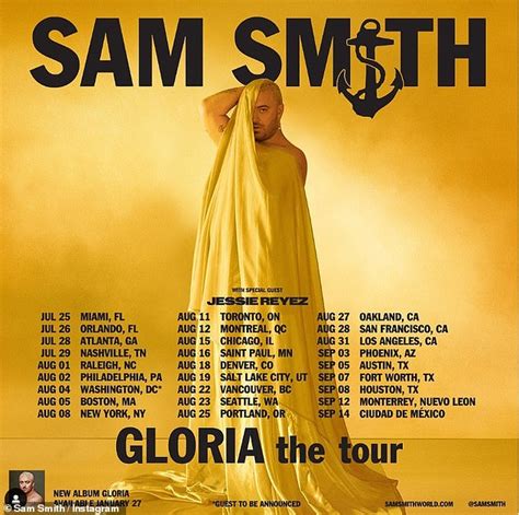 Sam Smith Announces Dates For North American Gloria Tour Daily Mail Online