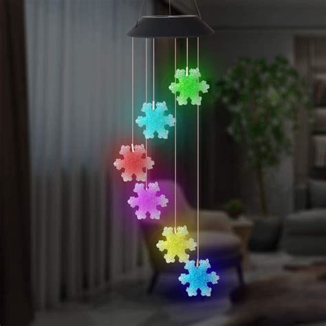 Snowflakes Solar Light Epicgadget Snowflake Wind Chime Color Changing