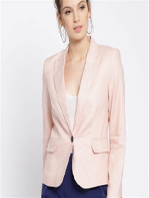 Buy Mango Pink Solid Single Breasted Casual Linen Blazer Blazers For Women 6612550 Myntra
