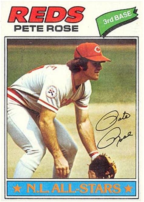 This set is unique in topps football history for putting a marker shaped like a football with the words 1000 yarder within on cards of rbs who gained 1000 or more yards rushing on the year. 1977 Topps Pete Rose #450 Baseball Card Value Price Guide