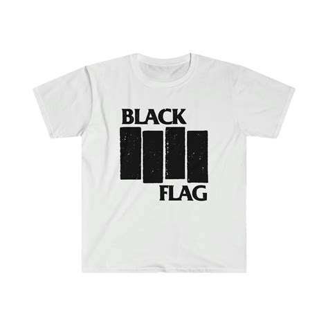 Black Flag Tee Shirt Distressed Four Bar Collection Unisex Etsy