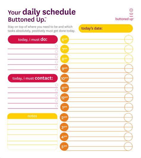 Blank Weekly Schedule Chart Template