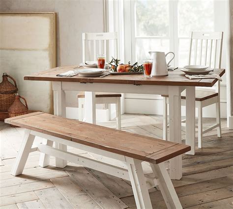 Extendable Farmhouse Dining Table With Bench