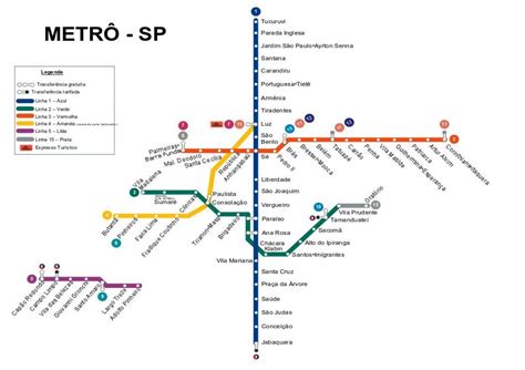 O metrô de São Paulo mapa Mapa do metrô de São Paulo Brasil
