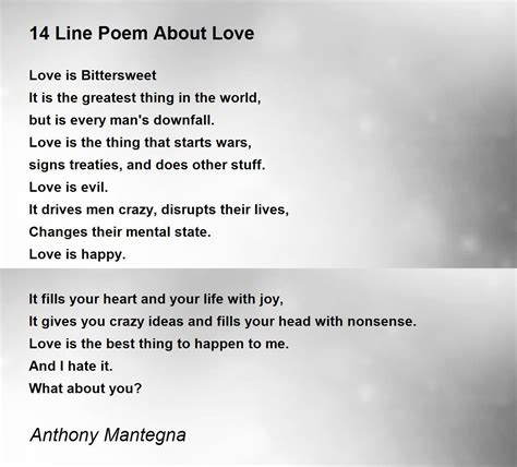 14 Line Poem About Love Poem by Anthony Mantegna - Poem Hunter