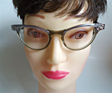 Vintage 1950s Cat Eye Glasses Frames 40s 50s Browline Frames Can Opt Steampunk By