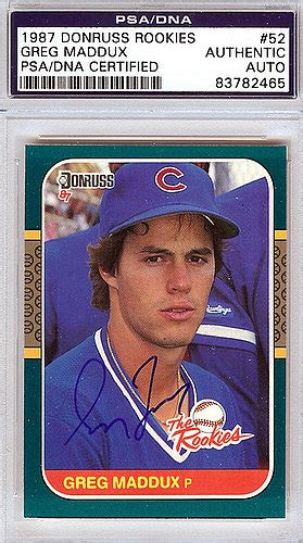 Check out our greg maddux card selection for the very best in unique or custom, handmade pieces from our sports collectibles shops. Greg Maddux Autographed 1987 Donruss Rookies Rookie Card #52 - PSA/DNA Certified - Signed ...