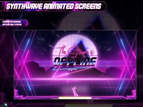 Twitch Overlay Neon Synthwave Screens Animated Aesthetic Etsy In My