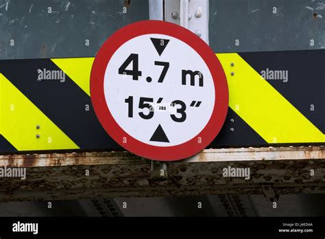 Railway Bridge Height Restriction Sign Uk Stock Photo 140459378 Alamy