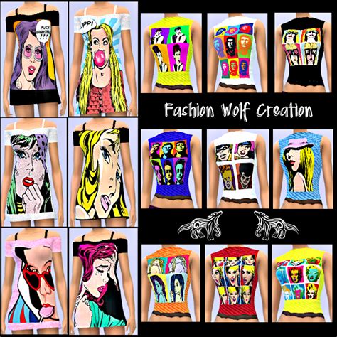 My Sims 4 Blog Pop Art Shirts And Skirts For Females By
