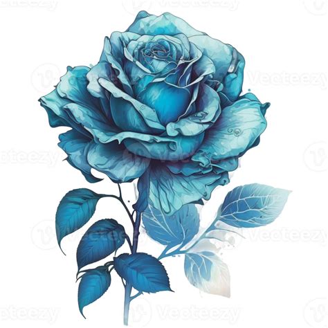 Blue Rose Flower Watercolor Illustration Ai Generative 23954598 Png