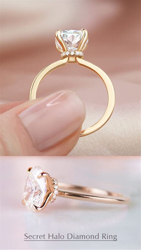 14k Rose Gold Secret Halo Diamond Ring Brilliant Earth Engagement