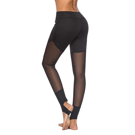 new womens custom fashion sexy mesh black sport yoga leggings high waist fitness yoga pants