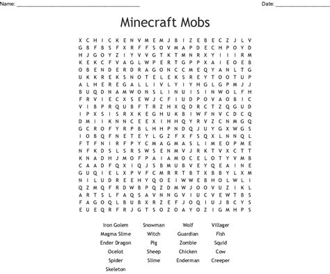Free Minecraft Crossword Printable Minecraft Minecraft Word Search