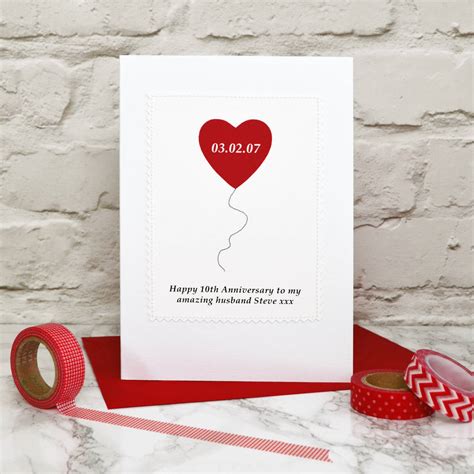 Heart Balloon Personalised Anniversary Card By Jenny Arnott Cards
