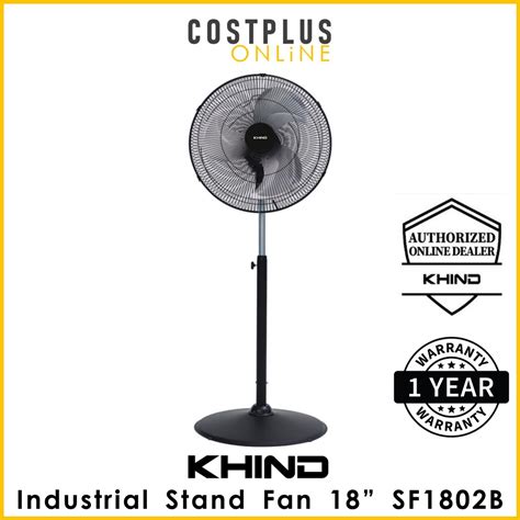 Khind Industrial Stand Fan 18 Adjustable Height Aluminum Blade Sf1802f