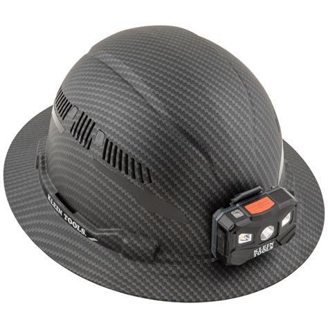 hard hat premium karbn™ vented full brim class c with headlamp 60347 klein tools for