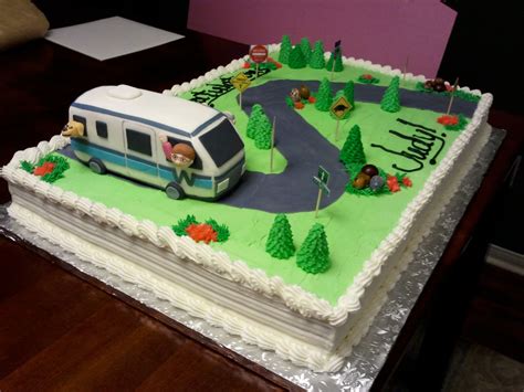 Retirement Full Sheet Cake With Rice Crispy Treat Rv And Modeling