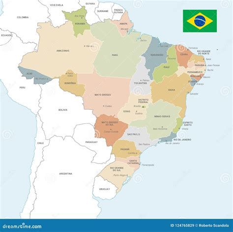 Mapa Colorido Do Vetor De Brasil Ilustra O Do Vetor Ilustra O De