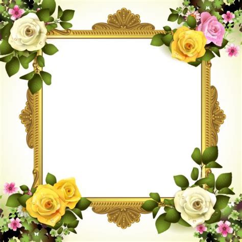 Classical Frame With Flower Design 02 Vector Flower Vector Frames