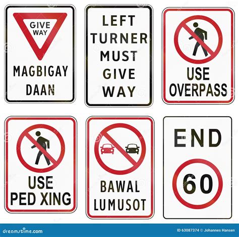 Collection Of Philippine Regulatory Road Signs Stock Illustration Image 63087374