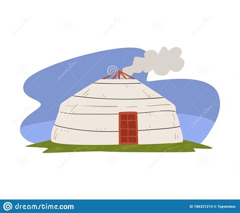 Mongolian Yurt Nomadic Dwelling Of Asian People Vector Illustration