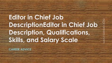 Editor In Chief Job Description Skills And Salary
