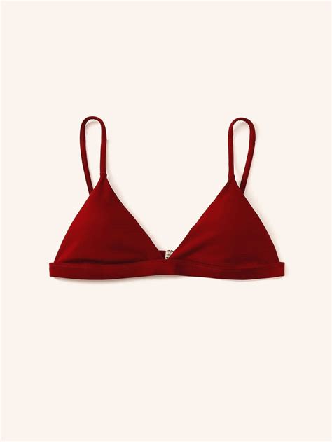 Red Triangle Spaghetti Strap Bikini Top