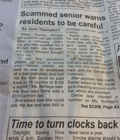 telephone scammers are everywhere this image is from our local paper be careful be suspicious