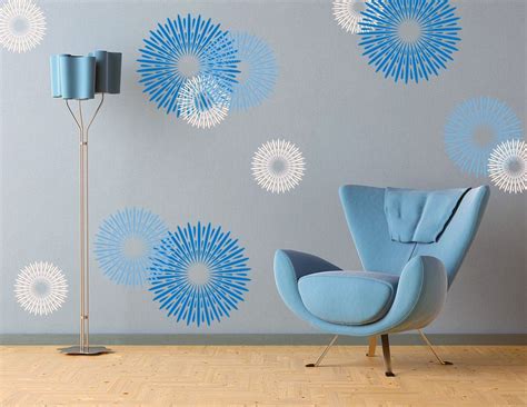 Modern Blue Circular Design Wall Decals Ideas Interior Design Ideas