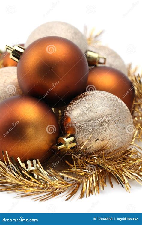 Gold And Brown Christmas Ornaments Stock Photo Image Of Festive