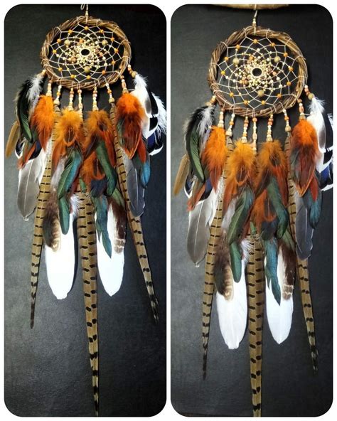 Native American Dream Catcher Wooden Hoops And Natural Bird Feathers