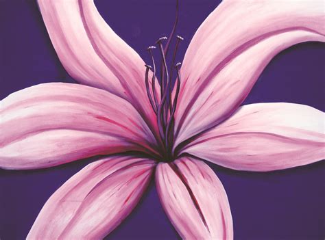 Purple Flower Acrylic On Canvas Flower Painting Flower Canvas Art