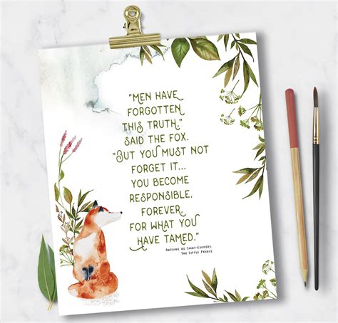 Fox Illustration The Little Prince Quote Art Print Etsy Little Prince Quotes Fox