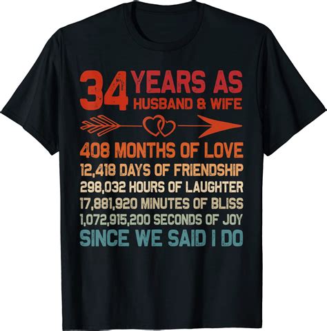 34 Years As Husband And Wife 34th Anniversary T For Couple