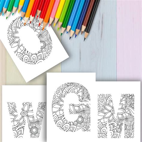 Printable Alphabet Mindfulness Coloring Pages Adult Coloring Etsy