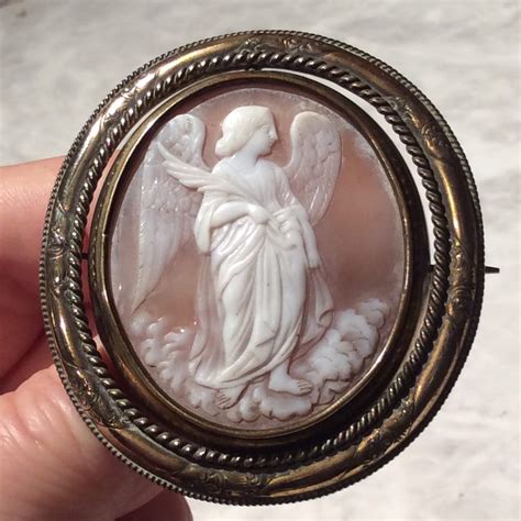 Antique Large Angel Carved Cameo Pinchbeck Broochpinpendant Etsy