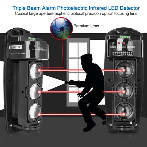 Otviap Triple Beam Alarm Photoelectric Infrared Led Detector Security