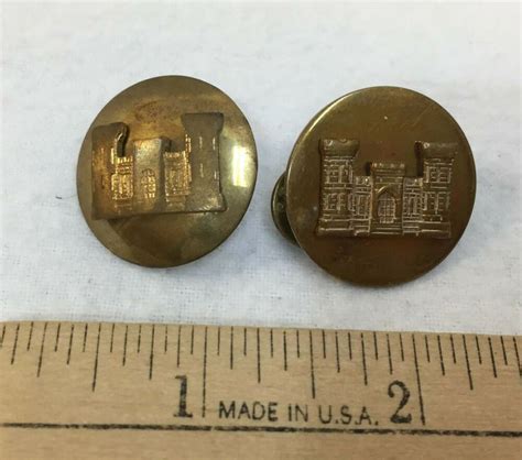 Us Army Corps Of Engineers Brass Pins Corps Castle Officer Collar