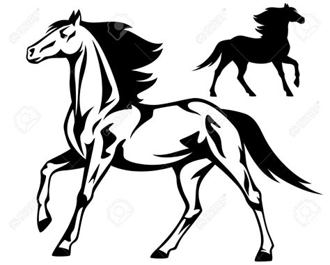1) draw a rectangle that will define the conditional proportions and boundaries of the chosen drawing. Running Horse Outline | Free download on ClipArtMag