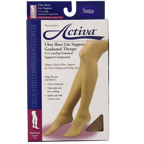 Activa Ultra Sheer 9 12 Mmhg Panty Hose With Control Top Suntan Size