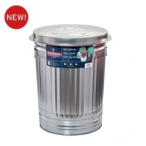 Behrens 31 Gal Galvanized Steel Round Metal Household Trash Can With