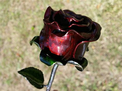 iron rose welded rose metal rose long stem rose 11th etsy