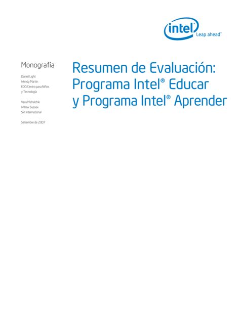 Programa Intel® Educar Y Programa Intel® Aprender