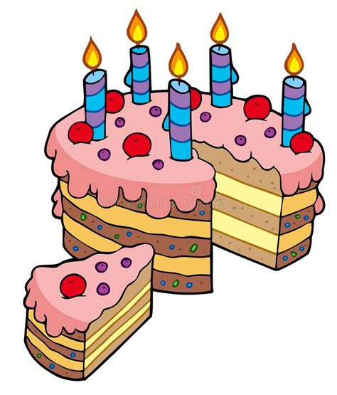 Cartoon Sliced Birthday Cake Stock Vector Illustration