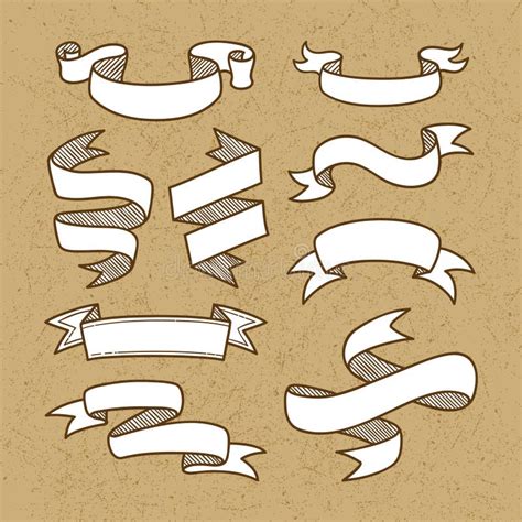 Hand Drawn Set Of Ribbons Doodles In Colors Vector Stock Vector