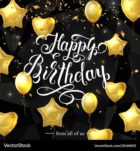 Birthday Elegant Greeting Card With Gold Vector Image